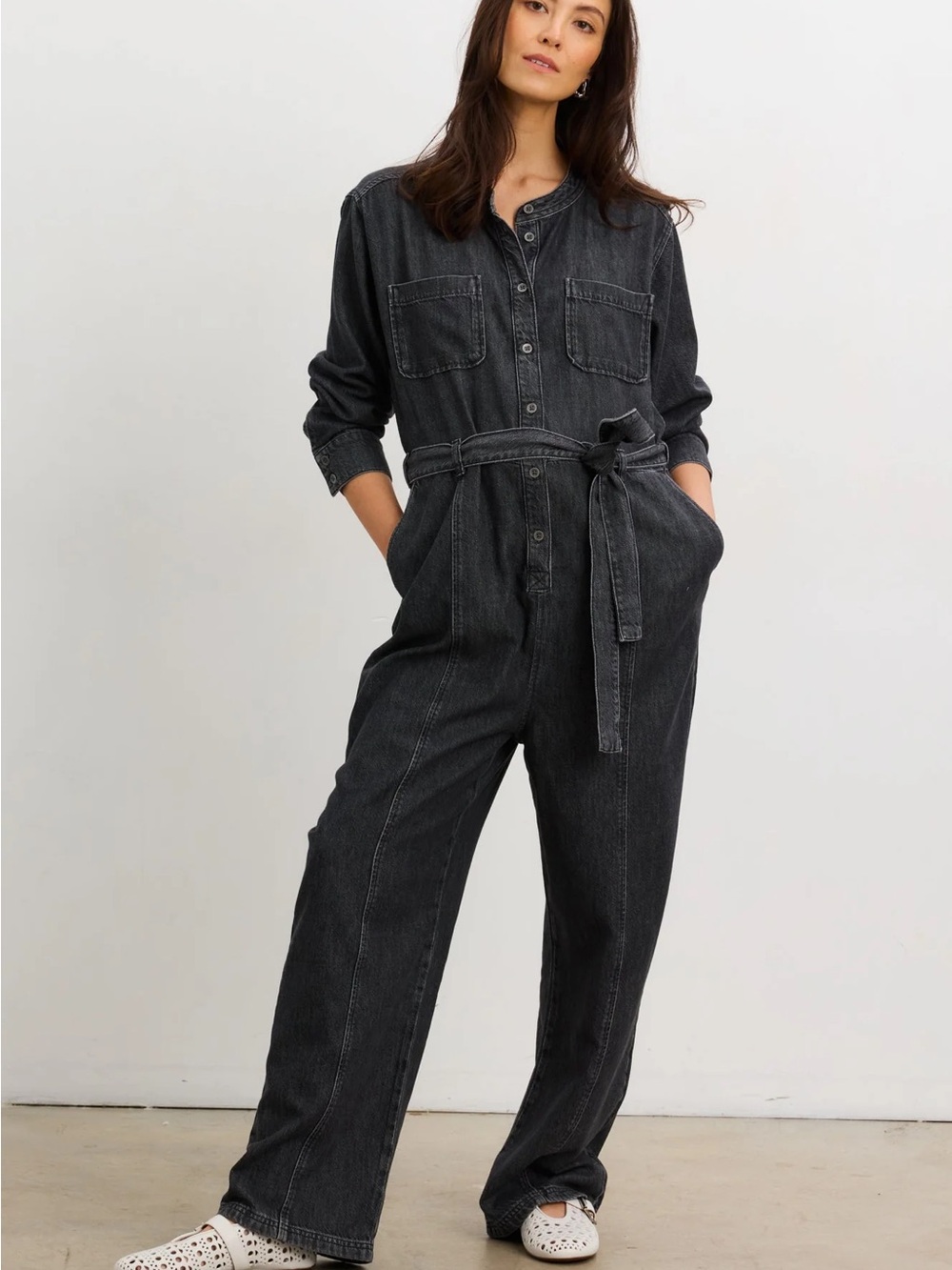 Hatch Drapey Denim Jumpsuit